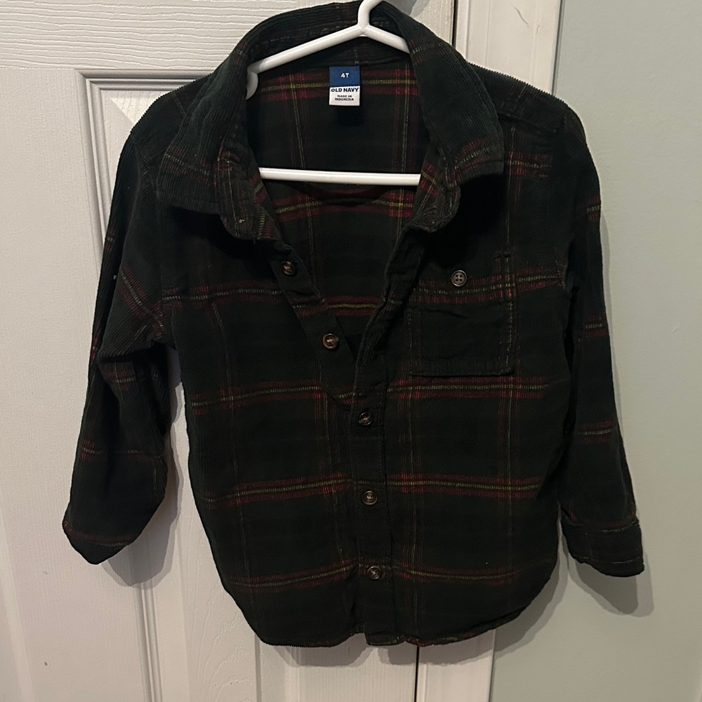 Old Navy Kids Green Plaid Button Down Shirt